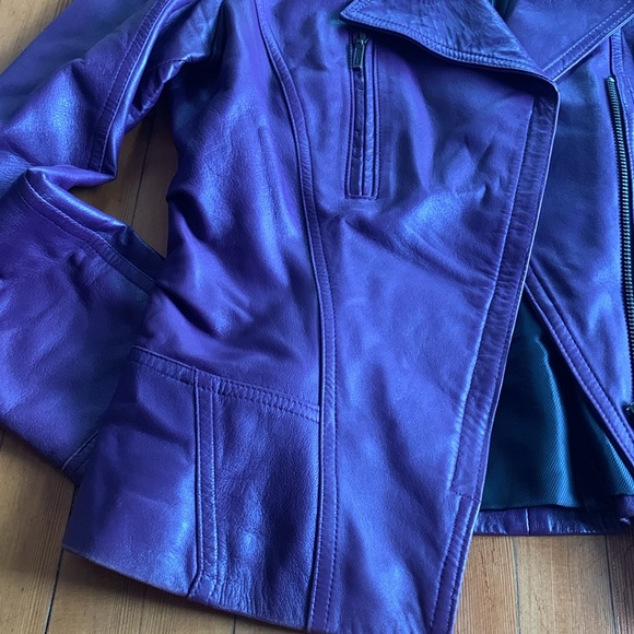 Purple leather jacket - Picture 3 of 7